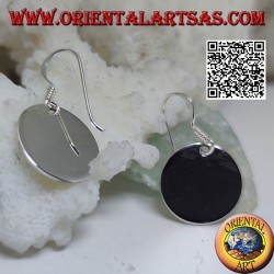 Silver pendant earrings with smooth and flat round plate