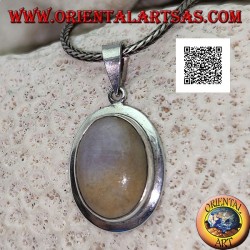 Silberanhänger mit ovalem Cabochon-Moschusachat mit glatter hervorstehender Kante