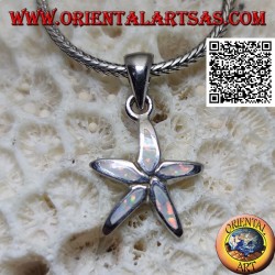 Colgante de plata en forma de estrella de mar con ópalo arlequín