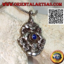 Aṣṭamaṃgala Silberanhänger die acht glückverheißenden Symbole mit Lapislazuli