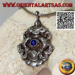 Aṣṭamaṃgala pendentif en argent les huit symboles de bon augure avec lapis lazuli