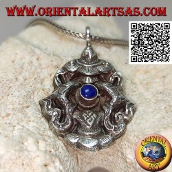 Aṣṭamaṃgala Silberanhänger die acht glückverheißenden Symbole mit Lapislazuli