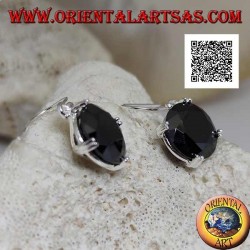 Silver pendant earrings with round spinel zircon set on the 4 cardinal points