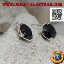 Silver pendant earrings with round spinel zircon set on the 4 cardinal points