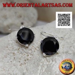 Boucles d'oreilles pendantes en argent avec zircon spinelle rond serties sur les 4 points cardinaux