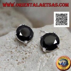 Boucles d'oreilles pendantes en argent avec zircon spinelle rond serties sur les 4 points cardinaux