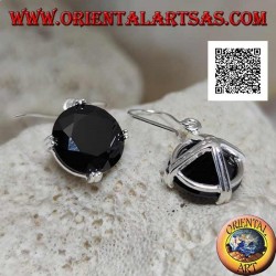 Silver pendant earrings with round spinel zircon set on the 4 cardinal points