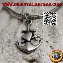 Pendentif en argent en forme d'ancre avec croix et coeur superposés