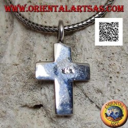 Silver pendant in the shape of a double smooth superimposed Christian cross