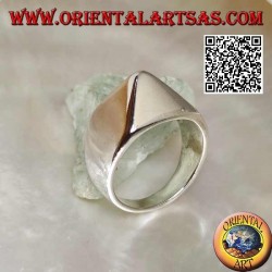 Simple silver ring in the shape of a smooth protruding pyramid