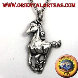 ciondolo cavallo a galoppo in argento