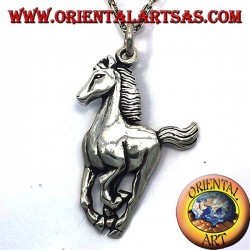 cheval pendentif en argent au galop