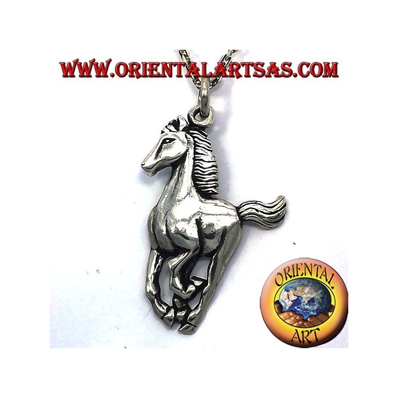pendant horse galloping silver