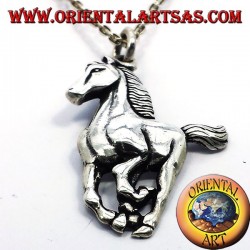 cheval pendentif en argent au galop