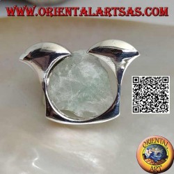 Anillo de plata liso cuadrado abierto con dos hemisferios en la parte delantera