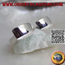 Smooth square open silver ring with two hemispheres on the front
