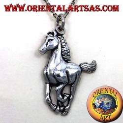 cheval pendentif en argent au galop
