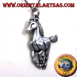 pendant horse galloping silver