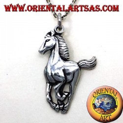 pendant horse galloping silver