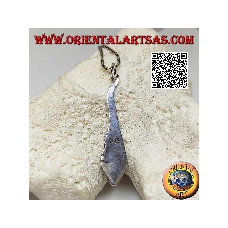 Ciondolo in argento a forma di cobra con granato fatto a mano