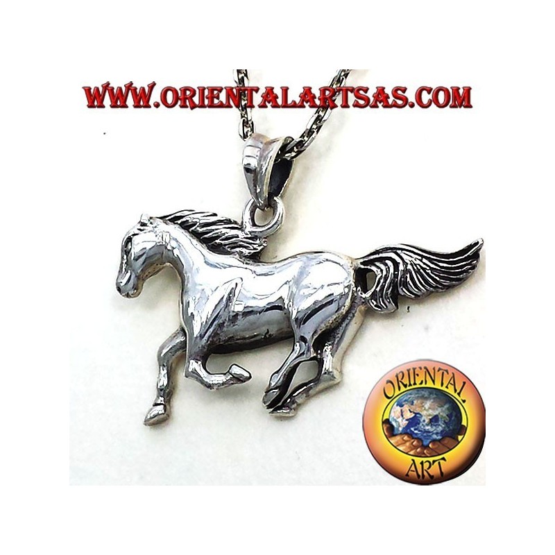 pendentif en argent course de chevaux