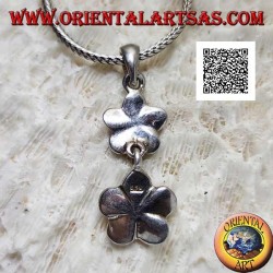 Paire de pendentif en argent de fleurs à 5 pétales (fraise des bois) verticalement avec opale arlequin