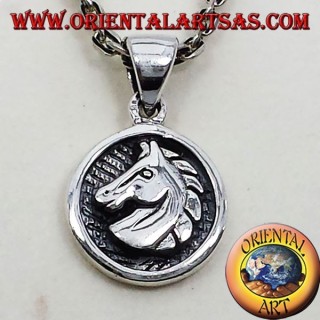 pendant medal silver horse head