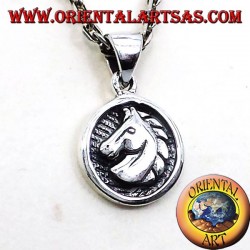 Pendentif médaille d'argent tête de cheval