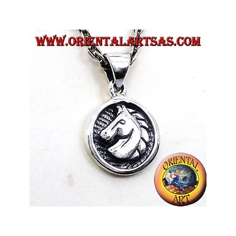 Pendentif médaille d'argent tête de cheval