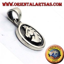 pendant medal silver horse head