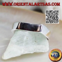 Anillo de plata ondulado cuadrado liso en la parte delantera