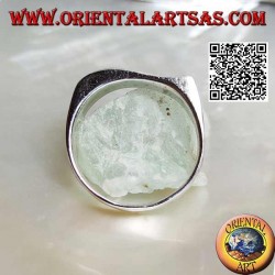 Anillo de plata ondulado cuadrado liso en la parte delantera