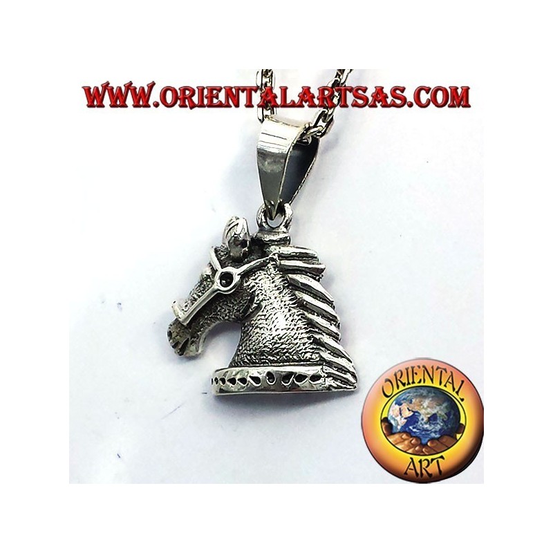 pendant horse head with bridle silver