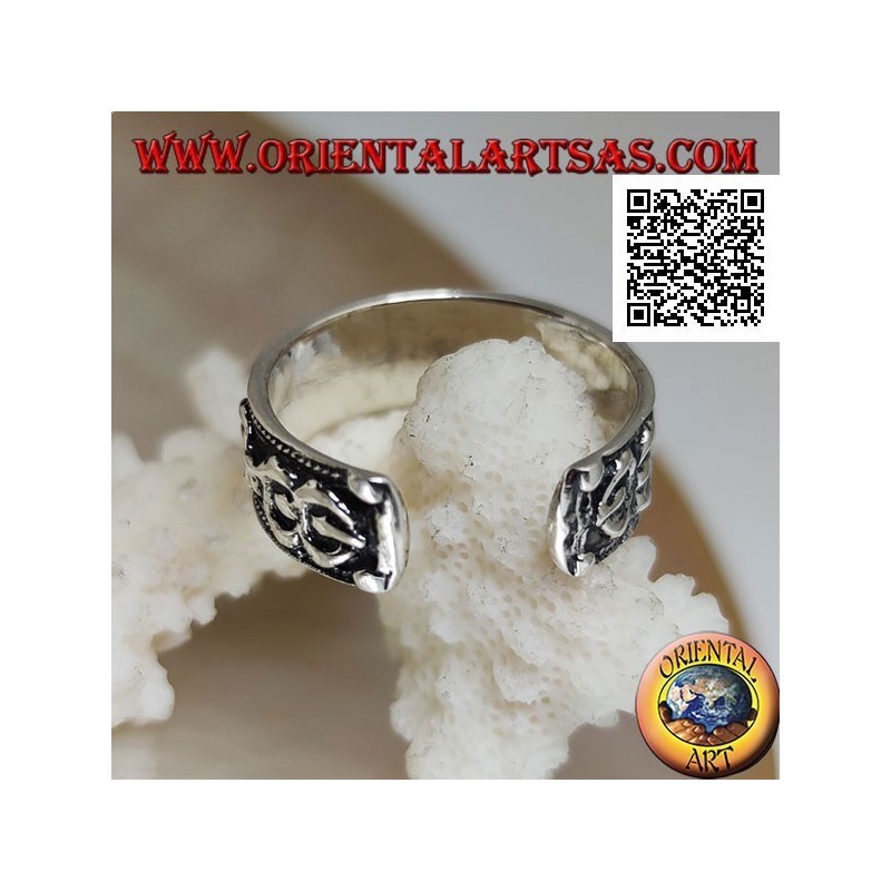 Bague en argent avec Vajra et Mantra Oṃ Maṇi Padme Hūṃ