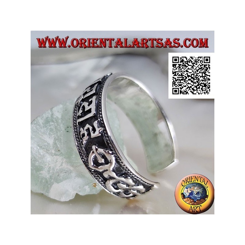 Bague en argent avec Vajra et Mantra Oṃ Maṇi Padme Hūṃ