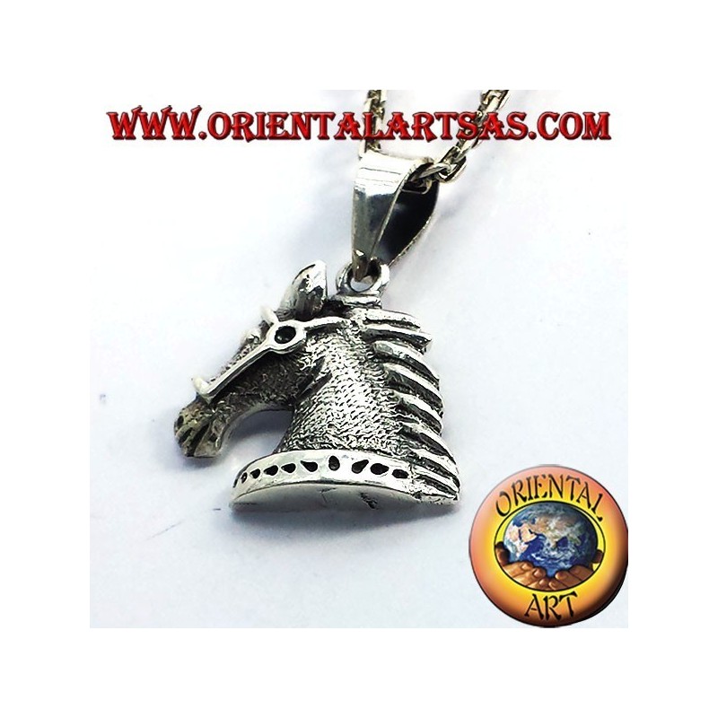 pendant horse head with bridle silver