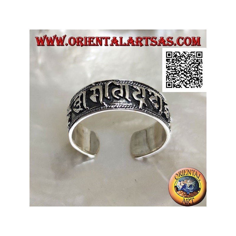Anillo de plata con Vajra y Mantra Oṃ Maṇi Padme Hūṃ