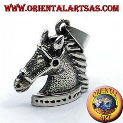 pendant horse head with bridle silver