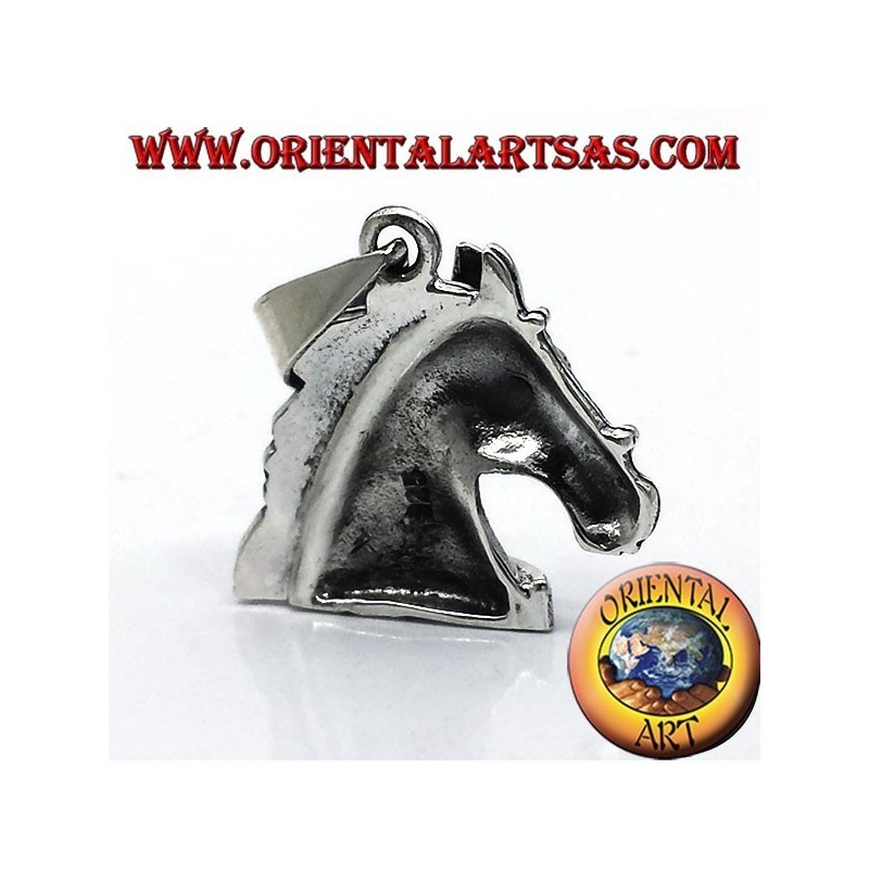 pendant horse head with bridle silver