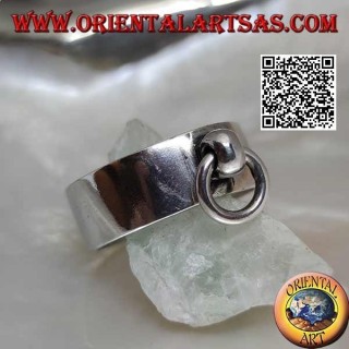 Bague en argent à bande lisse de 8 mm avec anneau mobile