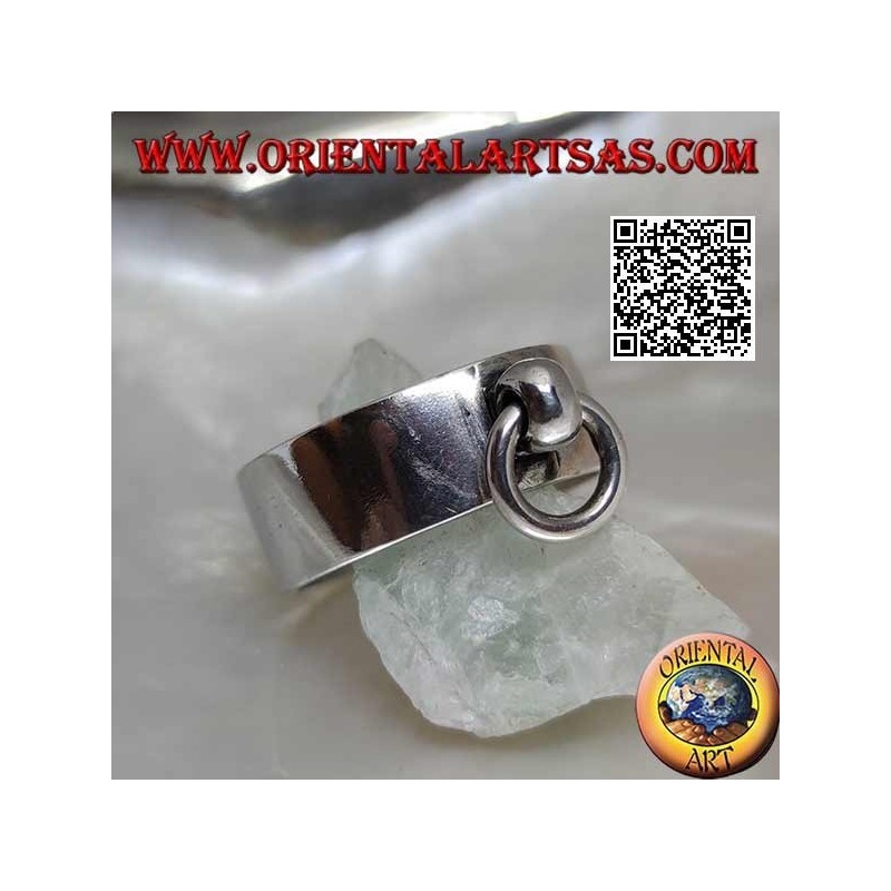 8 mm smooth band silver ring with mobile ring