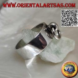 Anillo de plata de banda lisa de 8 mm con anillo móvil
