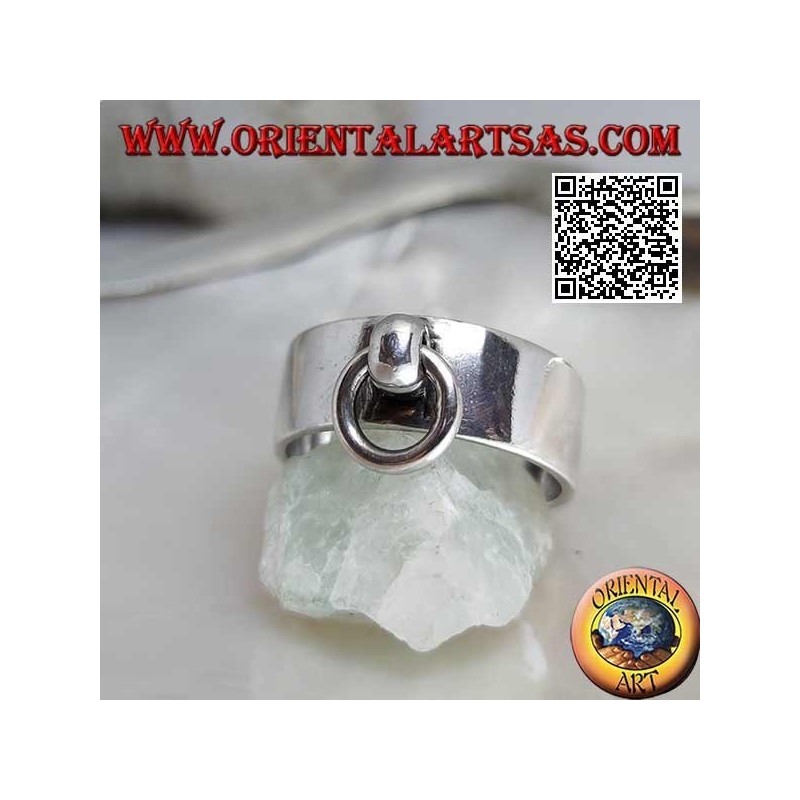 Bague en argent à bande lisse de 8 mm avec anneau mobile