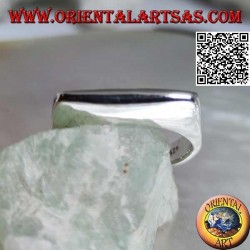 Smooth silver ring in the shape of an ax blade on the front