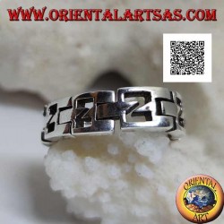 Anneau de chaîne lisse semi-rigide en argent avec N perforé