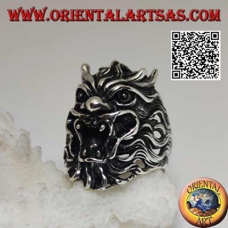 Bague en argent en forme de visage de démon maléfique