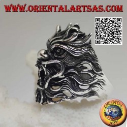 Bague en argent en forme de visage de démon maléfique