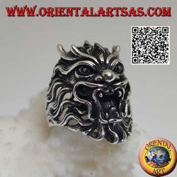 Bague en argent en forme de visage de démon maléfique