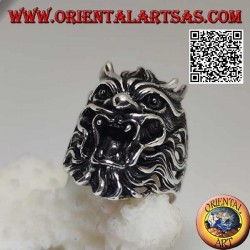 Bague en argent en forme de visage de démon maléfique