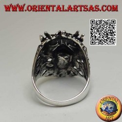 Anillo de plata con forma de cara de demonio maligno